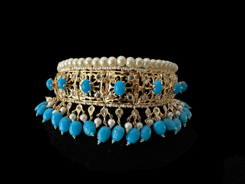 Hyderabadi jadau choker in ferozi / turquoise (SHIPS IN 2 WEEKS )