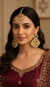 Mohini sapphire ruby pearl earrings tika ( SHIPS IN 4 WEEKS  )