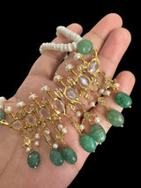 PS543 Hyderabadi tirmani in fresh water pearls and emerald beads ( READY TO SHIP )