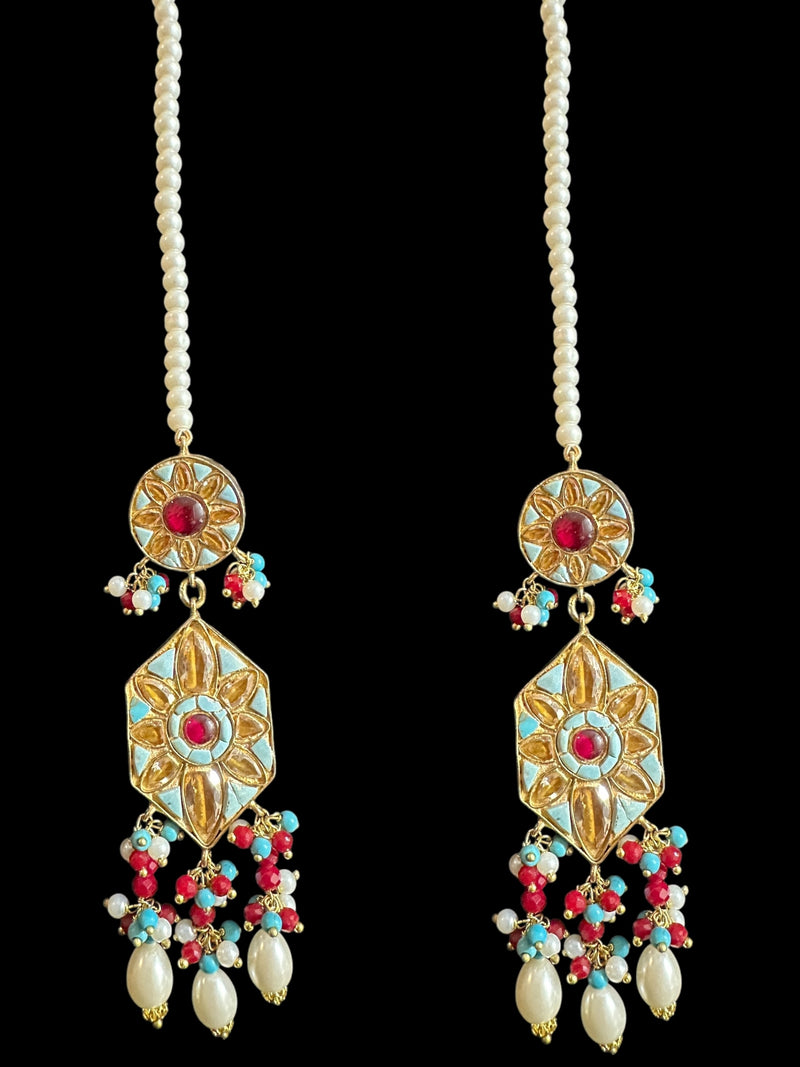 C527 Zaria turquoise ruby choker with earrings ( READY TO SHIP )