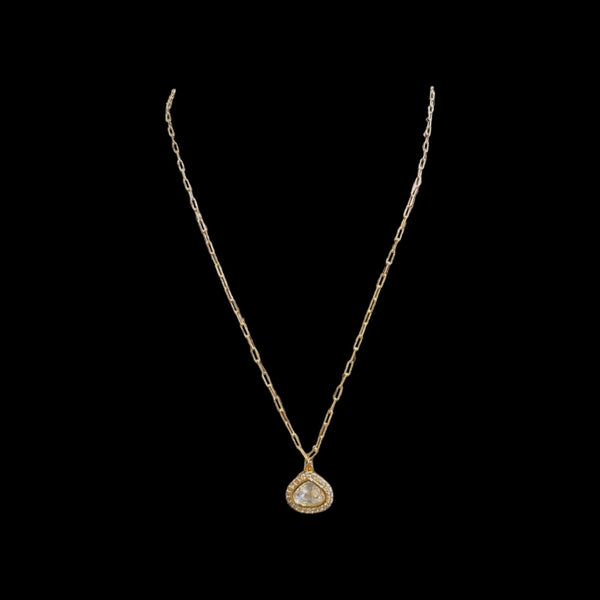 PS234 Polki gold plated pendant set ( READY TO SHIP )