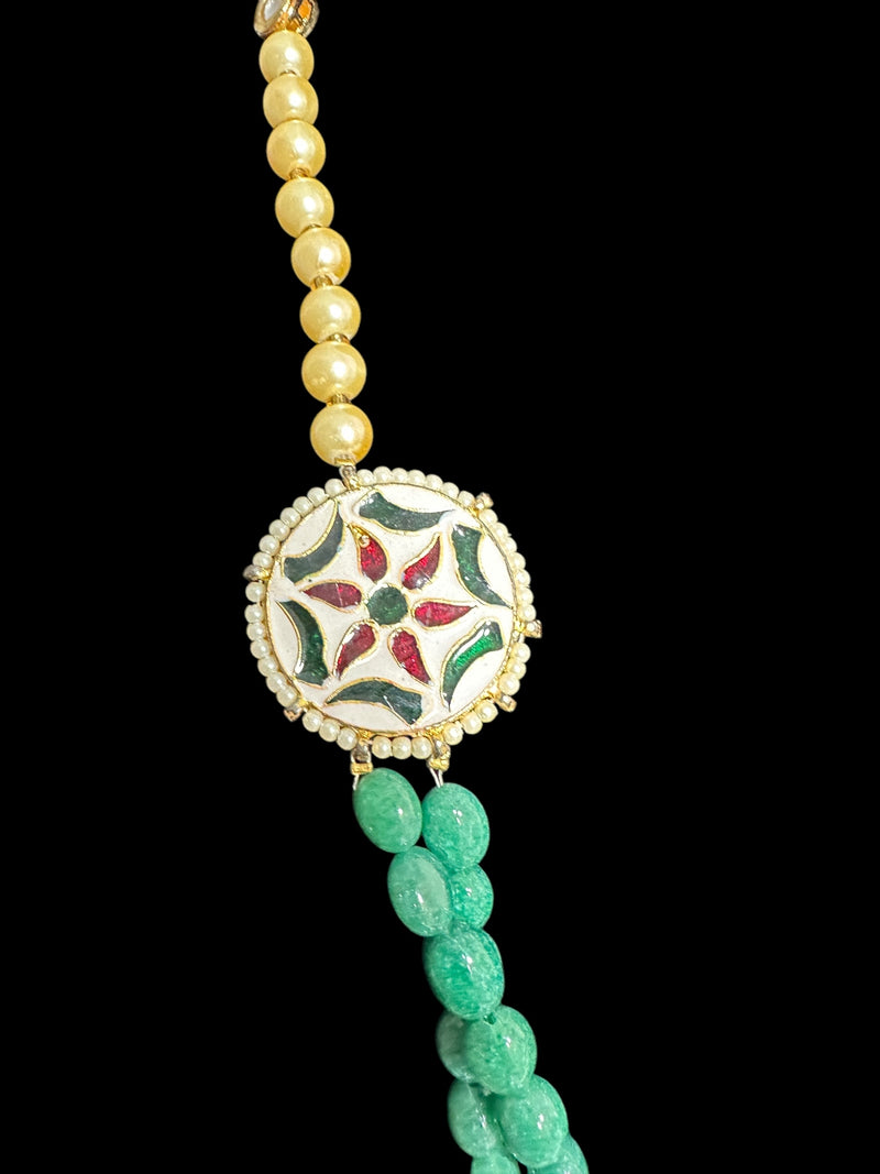 Kundan mala style  necklace - green  ( READY TO SHIP )