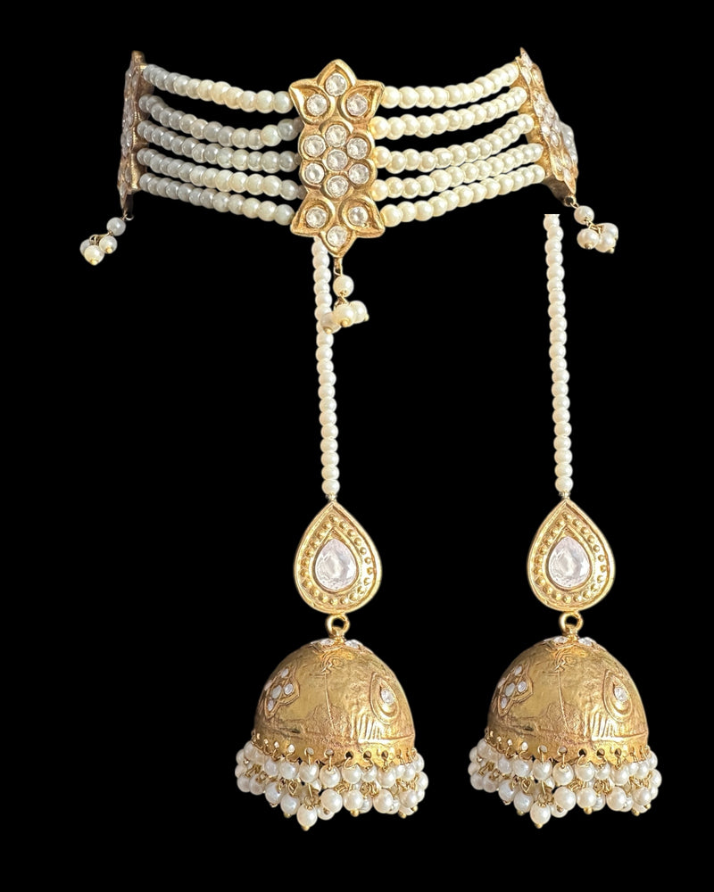 C579 Gold-Plated Kundan Choker with Jhumka Earrings ( READY TO SHIP )
