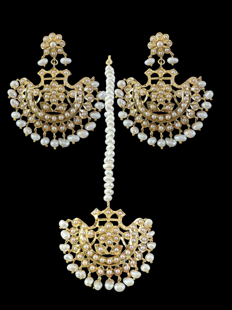 Saha chandbali tika in fresh water pearls ( READY TO SHIP )