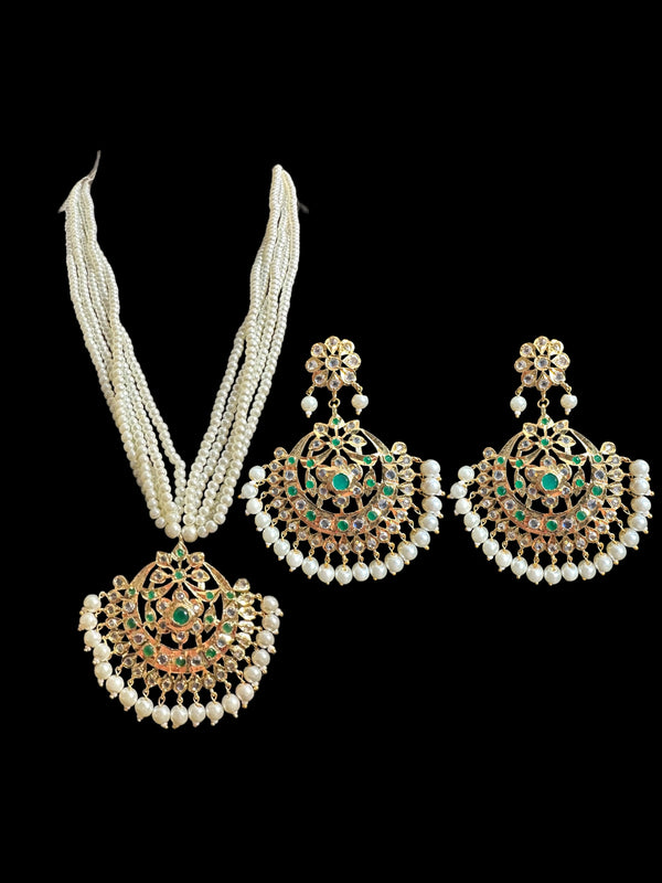 PS340 Nihar pendant set ( emerald ) (READY TO SHIP)