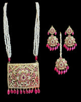 DLN140 Gold-Plated Pendant & Earrings Set with Tika (READY TO SHIP )