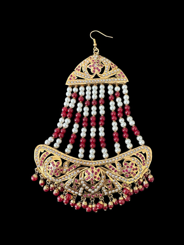 DJHR124 jadau jhoomar in Ruby  pearl  ( READY TO SHIP )