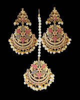 Mohini sapphire ruby pearl earrings tika ( SHIPS IN 4 WEEKS  )