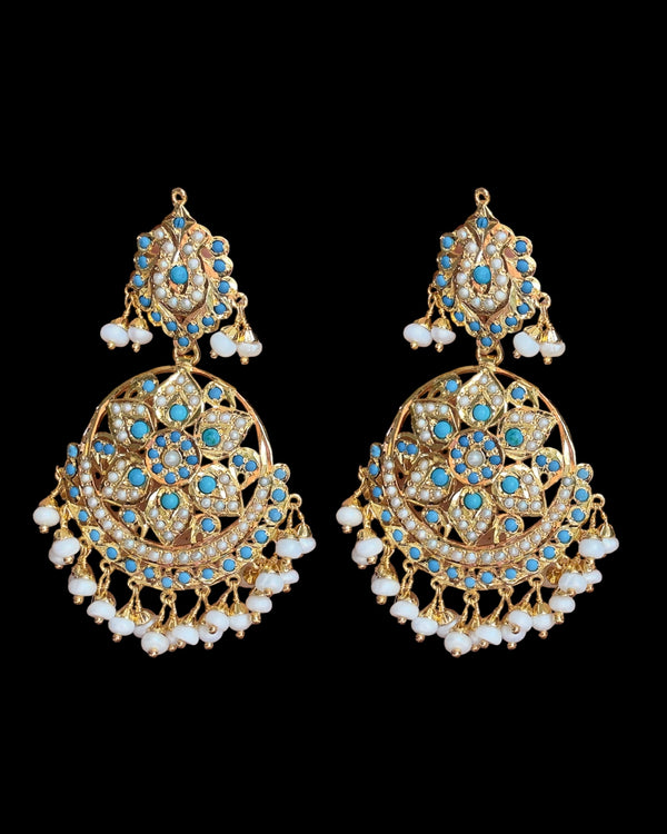 Freya Turquoise & Freshwater Pearl Earrings – Gold-Plated 92.5 Silver (Ready to Ship)