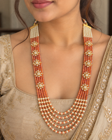 LN508 Gold-Plated Rusty Orange CZ Beads & Shell Pearl Mala ( READY TO SHIP )