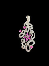 Cz pendant - silver plated with red / ruby cz stones ( READY TO SHIP )