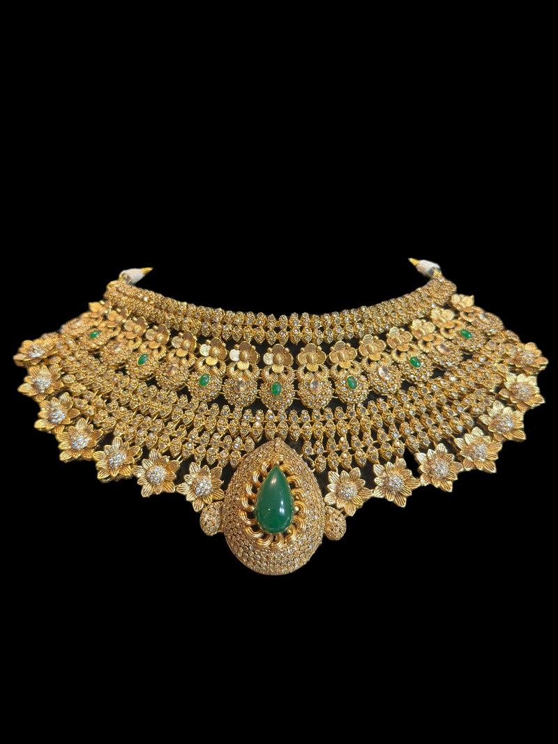 Mehtab bridal set in emerald ( READY TO SHIP )