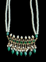 PS521 Tirmani with chandbali in green beads with pearls ( READY TO SHIP )