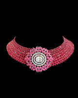 Arushi Cz necklace  - ruby ( READY TO SHIP)