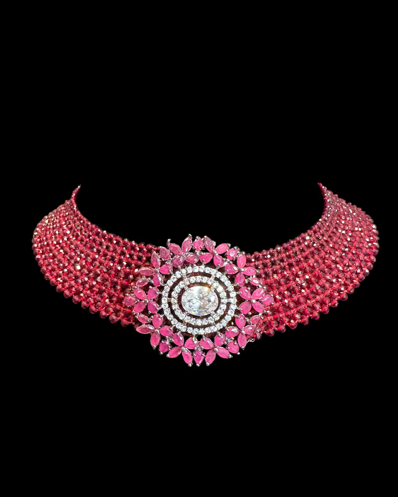 Arushi Cz necklace  - ruby ( READY TO SHIP)