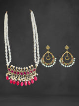 PS508 Tirmani in Rubies with Freshwater Pearls and Chandbali Earrings – Gold-Plated Lightweight Jewelry( READY TO SHIP )