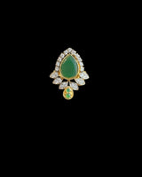 BR602 Mehar Traditional Green CZ Bridal Jewelry Set – Gold-Plated Necklace, Earrings, Tika & Ring ( READY TO SHIP )