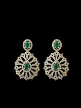 DNS171 Cz necklace set with earrings tika  silver plated - Emerald green centre stone    (READY TO SHIP)