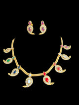 DNS146 Navratan mango necklace set ( READY TO SHIP )