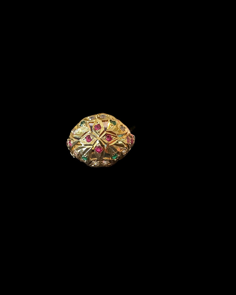 Ruby Emerald Zircon Ring – Gold-Plated 92.5 Silver ( READY TO SHIP )