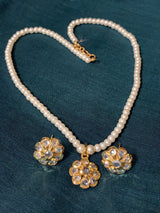 PS385 Sara hyderabadi flower pendant and earrings in white ( READY TO SHIP)