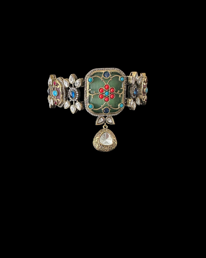 C340 Antique plated choker set in multicolor ( READY TO SHIP )