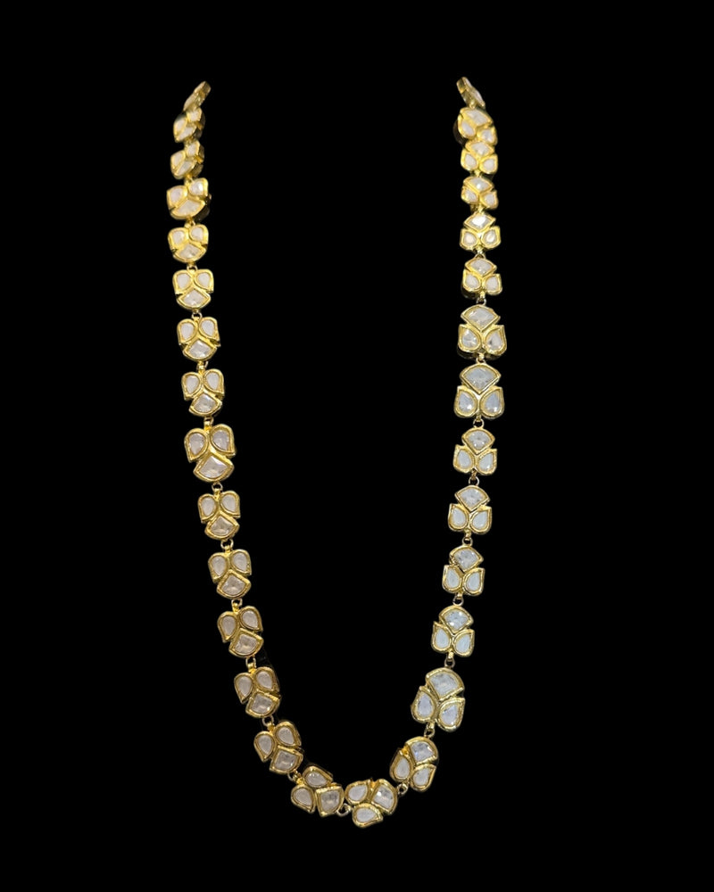 DLN142 Gold-Plated Kundan Mala Set – High-Quality CZ Stones | Single Line Elegance ( READY TO SHIP )