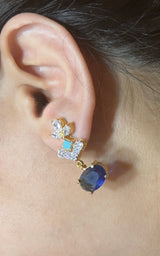 DNS213 Turquoise & emerald sapphire CZ Necklace Set with Earrings – Gold Plated ( READY TO SHIP )