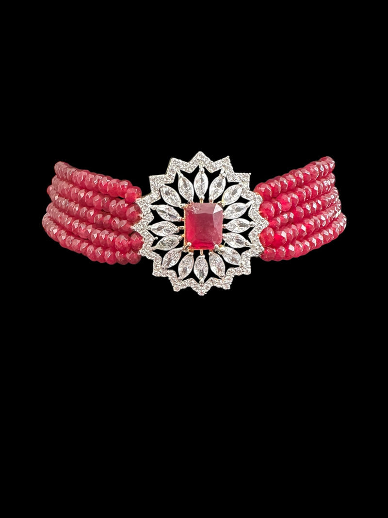 cz choker in ruby   ( READY TO SHIP )