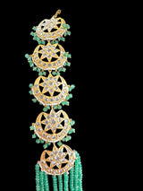 DLN45 Darika Multi brooch necklace set in light green beads  ( READY TO SHIP )