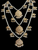 SAT114 Anya jadau 3 layered necklace / satlada in pearls ( READY TO SHIP )