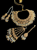 Kafiya bridal set in golden / champagne  stones and beads ( READY TO SHIP )