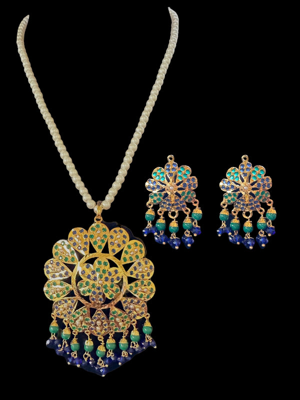 PS370 Kavya pendant set in blue green ( READY TO SHIP )