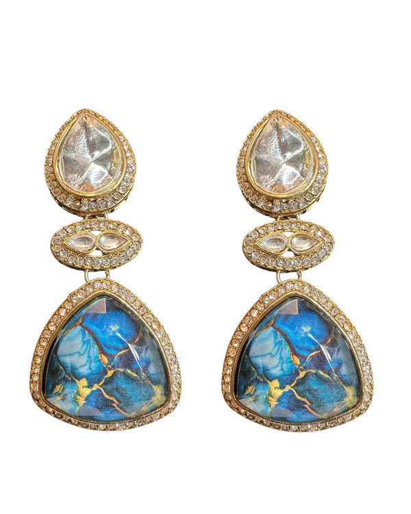 Quartz earrings - lightning blue  ( READY TO SHIP )