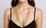 Three-Layer Mala Necklace Set with Earrings – Gold Plated, CZ Polki ( READY TO SHIP )