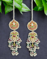 DER733 Maya  kundan dangler earrings with ruby emerald combination( READY TO SHIP )