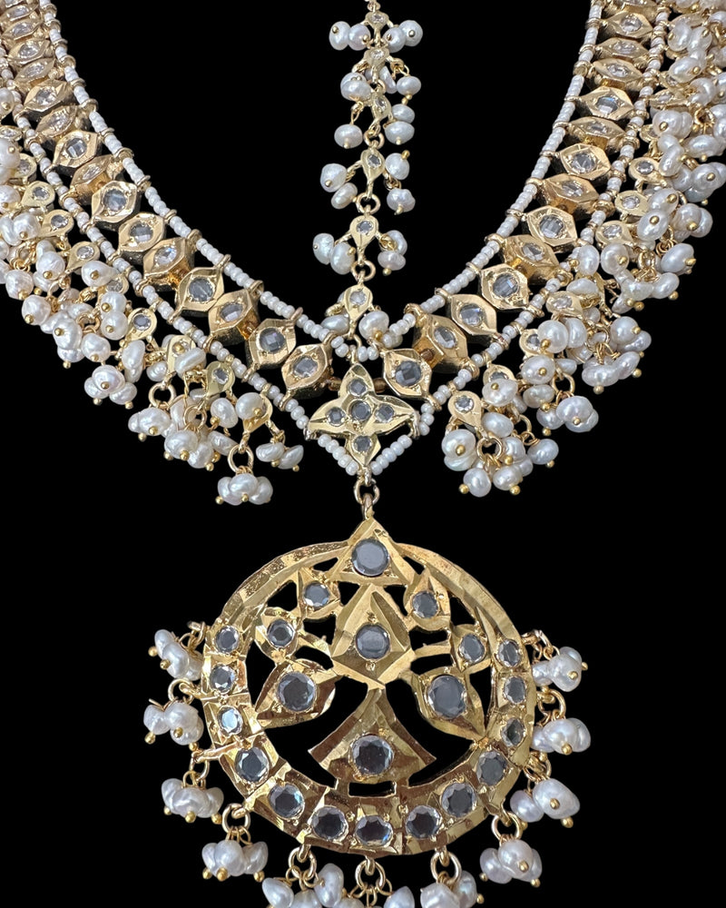 DJTK370 Meena bridal mathapatti in fresh water pearls ( READY TO SHIP )