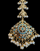 Turquoise & Freshwater Pearl Tika – Gold-Plated 92.5 Silver ( READY TO SHIP )