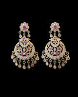ER19 Lahar gold plated dangler earrings in Ruby zircon combination ( READY TO SHIP )