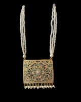 Gold-Plated Turquoise & Freshwater Pearl Pendant Earrings Set (READY TO SHIP)