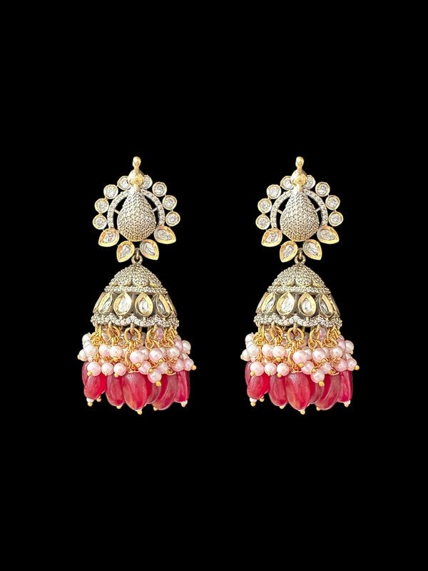 DER584 Mor polki jhumka -  ( READY TO SHIP )