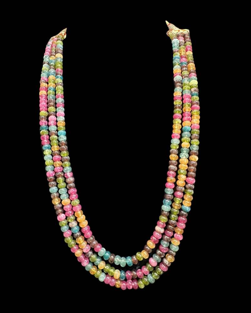 DNS217 Three-Layer Tourmaline Quartz Beads Mala – Hand-Strung Elegance ( READY TO SHIP )