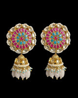 DER779 pachi kundan jhumka earrings ( READY TO SHIP )