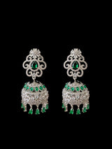 Cz jhumka earrings - green ( READY TO SHIP )