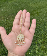 Fresh water pearl tika in gold plated silver ( READY TO SHIP )