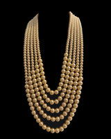 SAT122 Five-Layer Golden Swarovski Pearl Long Mala – Groom Wedding Jewelry ( READY TO SHIP )