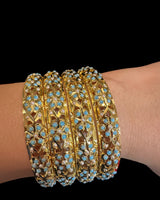 B194 Amira turquoise and pearl bangles ( READY TO SHIP  )