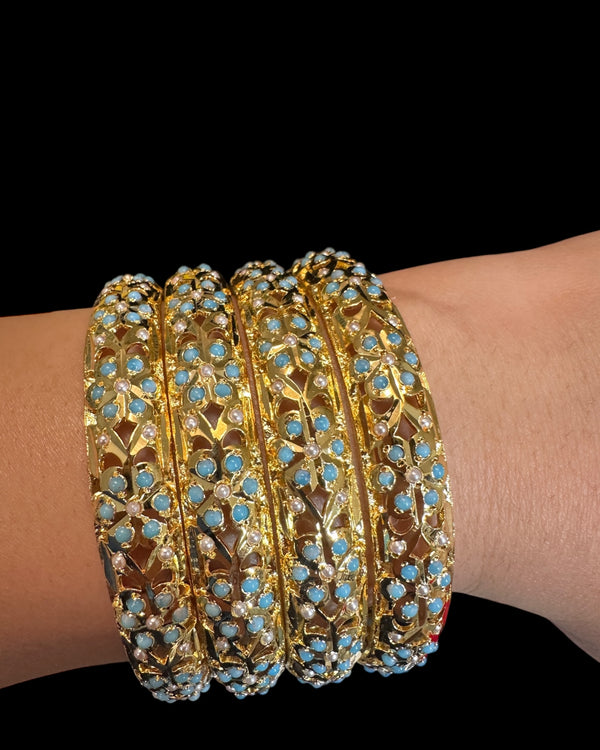 B194 Amira turquoise and pearl bangles ( READY TO SHIP  )