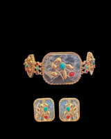 C583 Rose Quartz Choker Necklace with Earrings – Gold Plated ( READY TO SHIP )