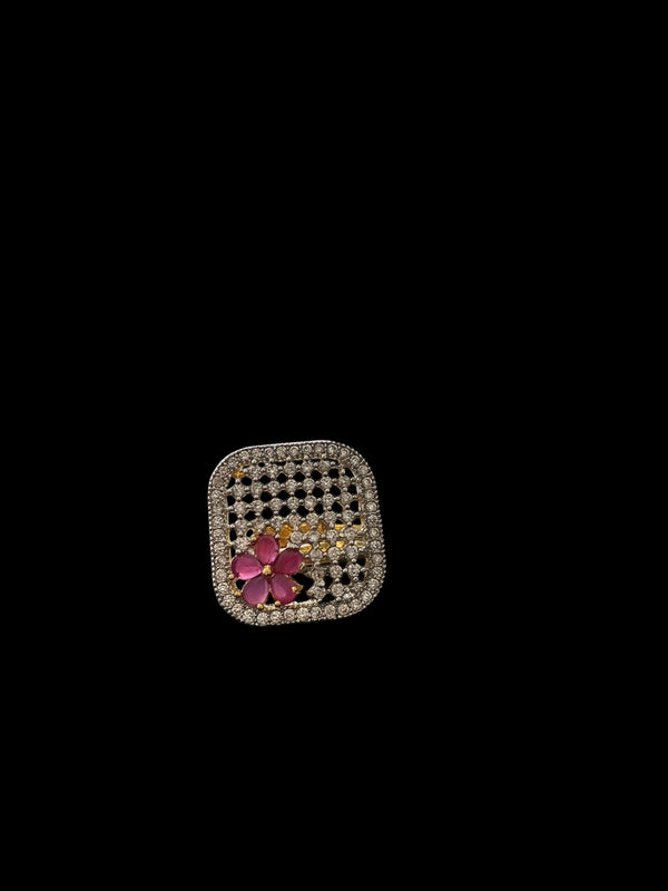 DJR135  Cz gold plated  ring - Ruby( READY TO SHIP)